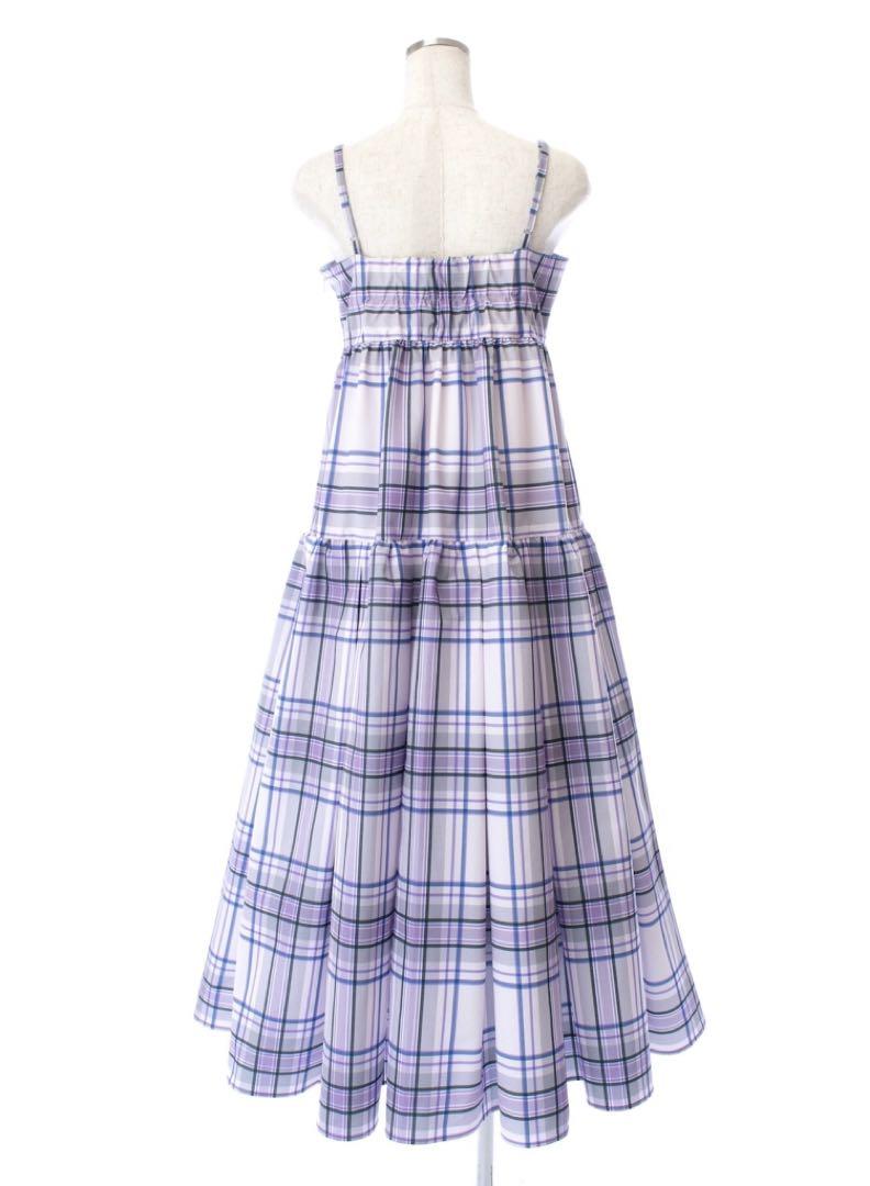 週末セール✨【定価53,350円】OBLI パープルチェックキャミワンピース／1
