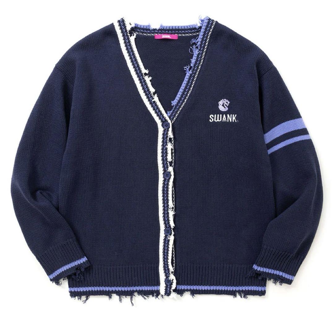 SWANK Damaged School Cardigan Navy パラライ
