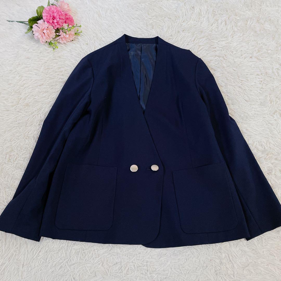 【極美品】LAVEANGE TRツイルセットアップ　ノーカラースーツ　LL