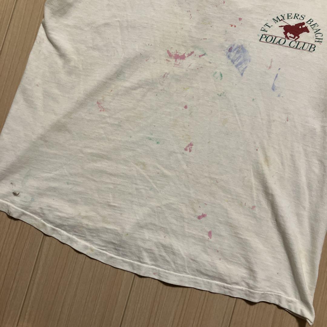 80年代ヴィンテージ　ペイントTシャツ　ポロクラブ　POLO CLUB