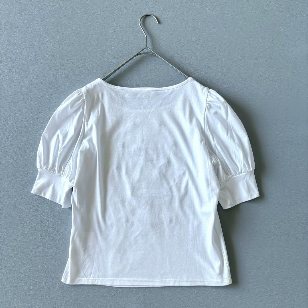 【極美品】M'S GRACY 2024ss 女の子刺繍 パフスリーブ Tシャツ □美品M'S GRACYパフスリーブ刺繍カットソースパンコール 女の子