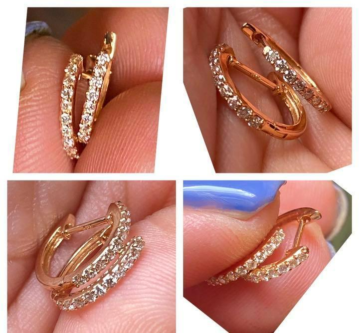 Sale⑬✨ 計0.2ct✨上質ダイヤ✨中折れ フープ ピアス✨K18PG