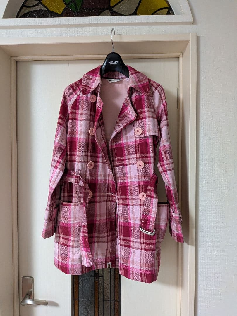A BATHING APE チェック柄トレンチコート