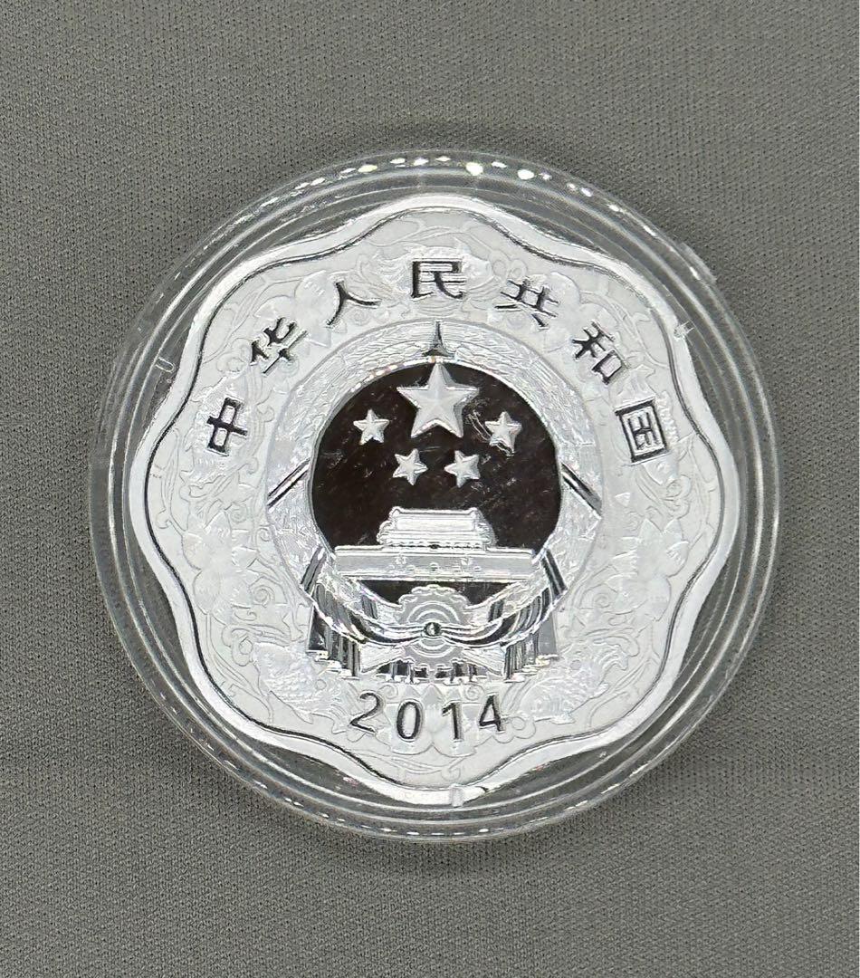 2014年 中国 10元 梅花形シルバー コイン 1oz 画像2