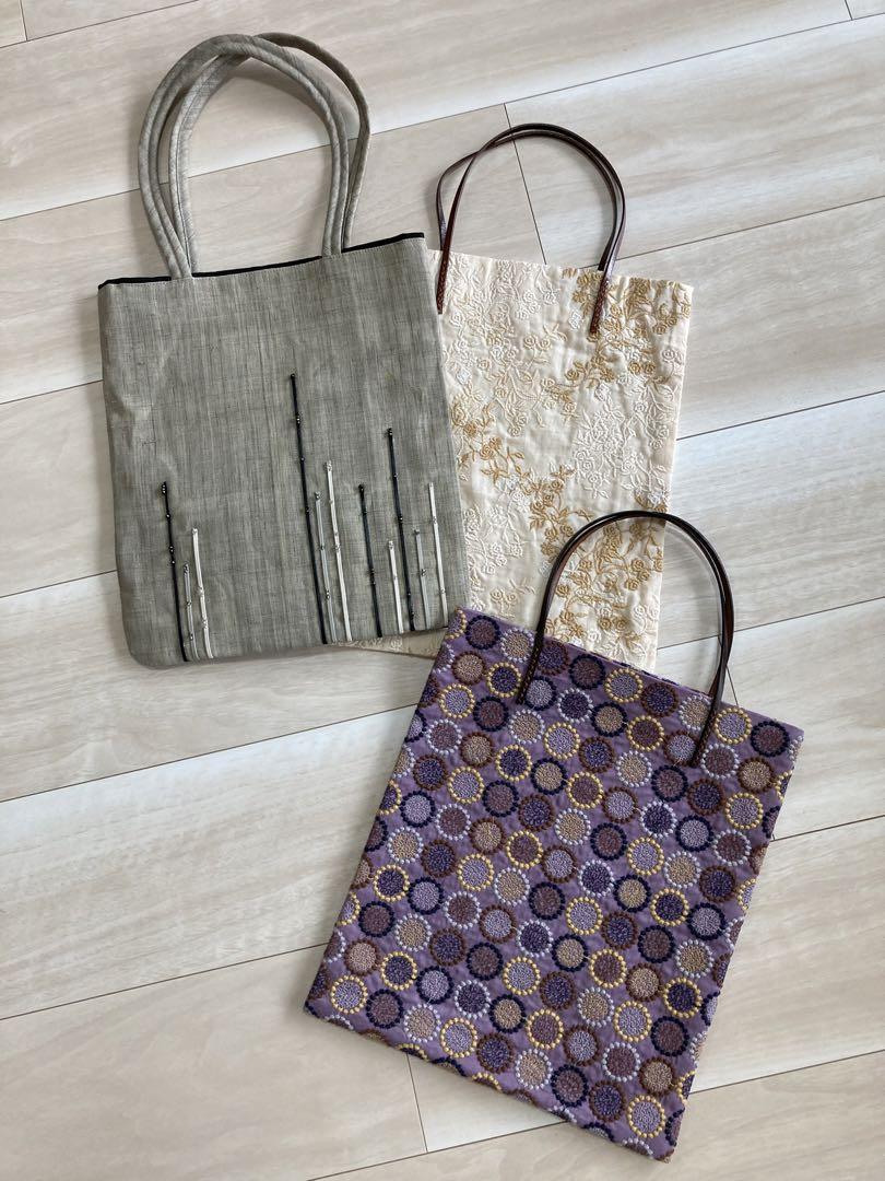 ☆安心の定価販売☆】 刺繍手提げバッグ 3点セット レディース