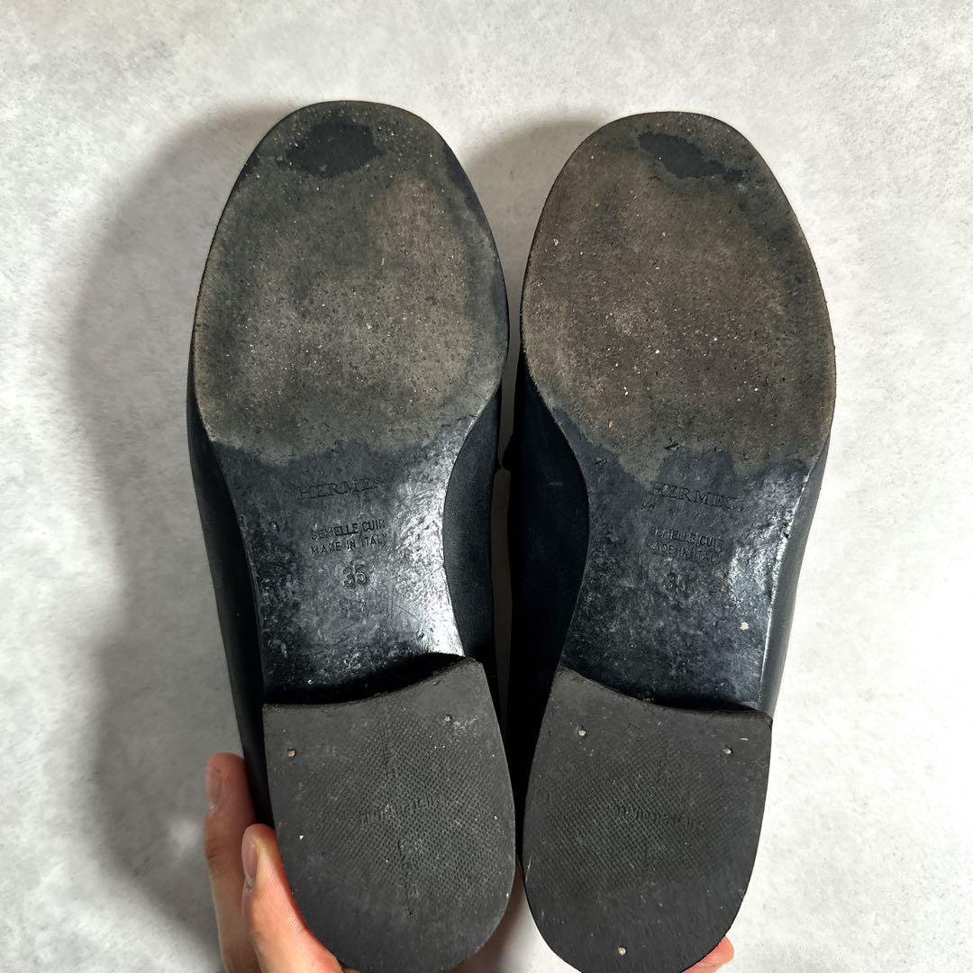 HREMES エルメス H金具 パンプス ローファー 35 ブラック