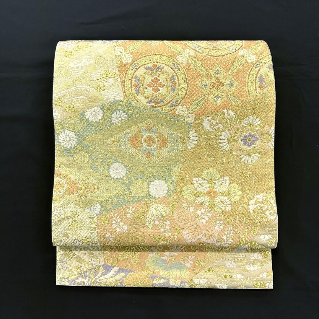 新品 正絹 袋帯 西陣 小森織物 小森の帯 裂取織宝文 未仕立て品 新品 正絹 袋帯 西陣 小森織物 小森の帯 裂取織宝文 未仕立て品