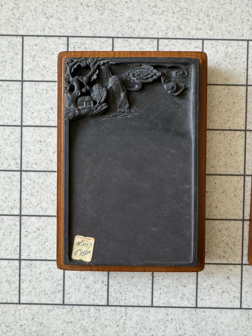 中国硯　木箱付き　未使用　書道用品　花鳥風月
