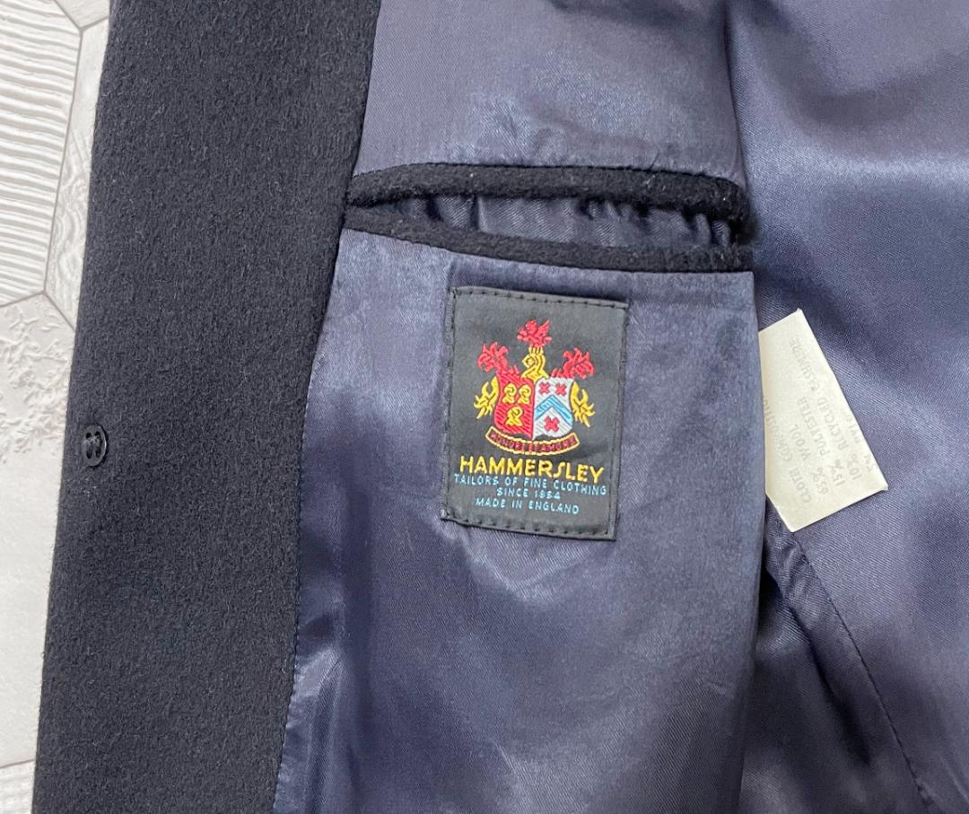 80s 英国製 HAMMERSLEY カシミヤ混メルトン チェスターコート黒XL