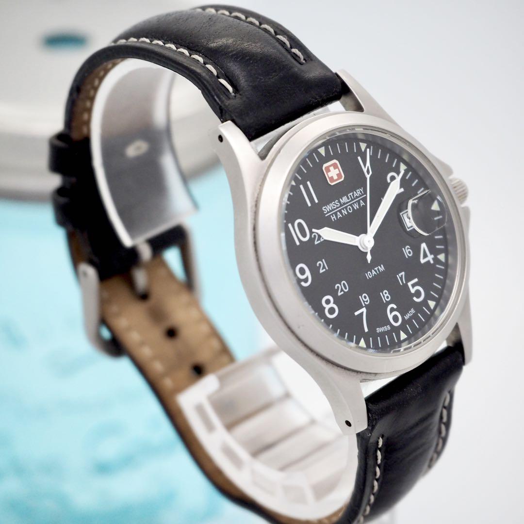 730 SWISSMILITARY 時計　デイト　メンズ　ブラック　希少
