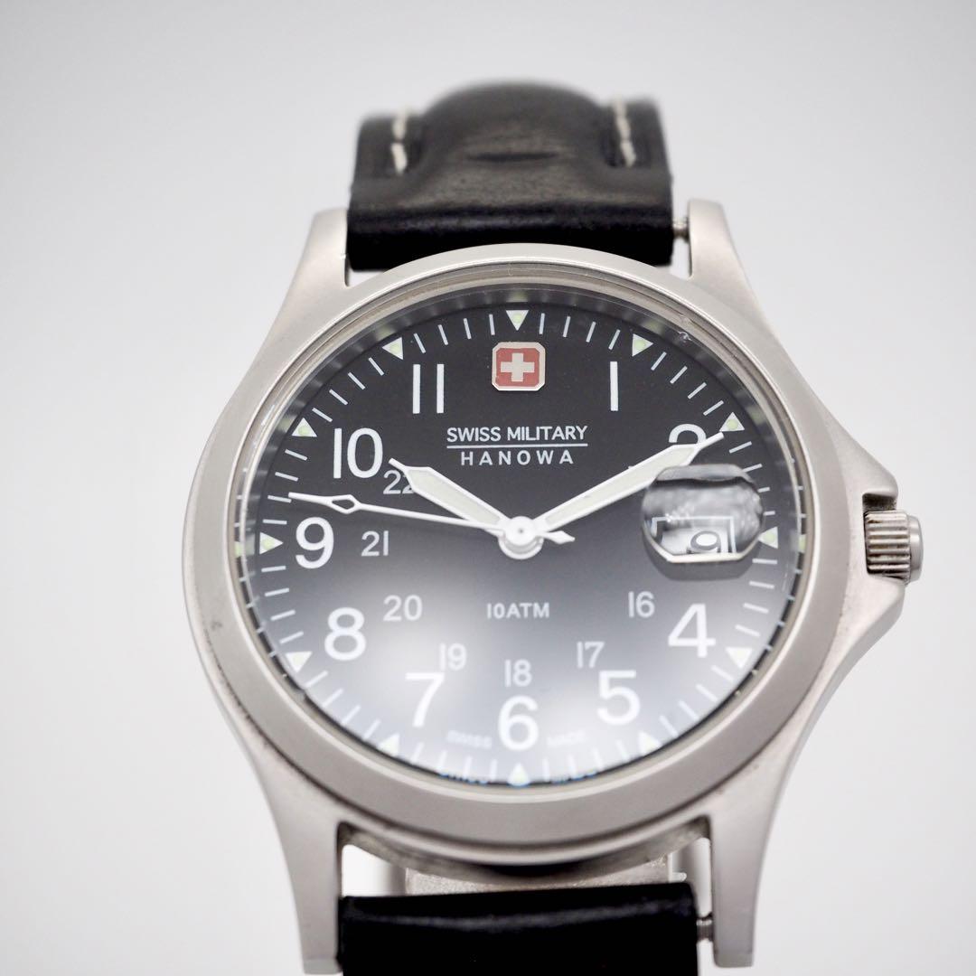 730 SWISSMILITARY 時計　デイト　メンズ　ブラック　希少