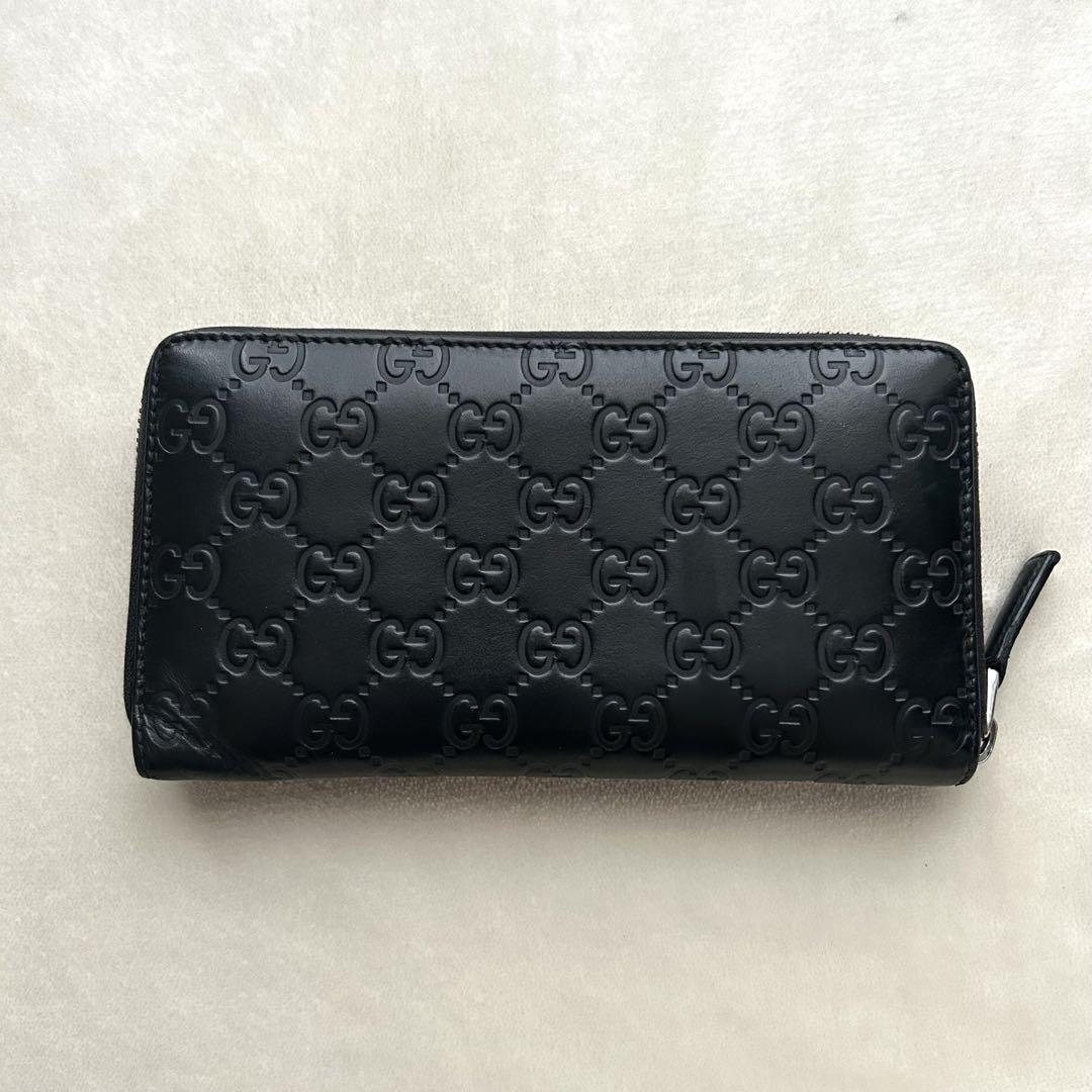 【激安大特価！】 GUCCI メルカリ - 黒 シマ ラウンドファスナー 長財布 グッチ 小物