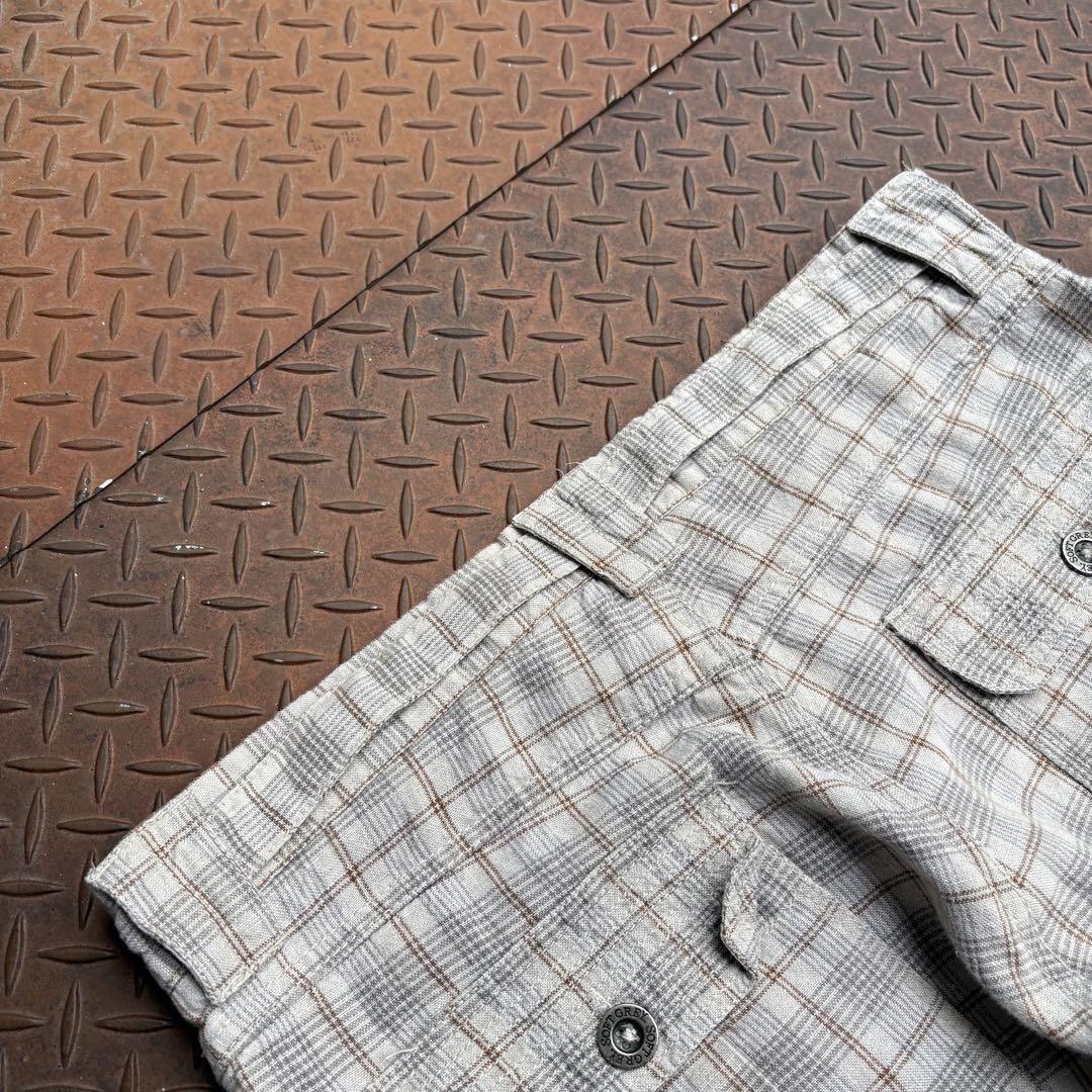 00s リネンパンツ チェック SOFT GREY ドローコード ギミック