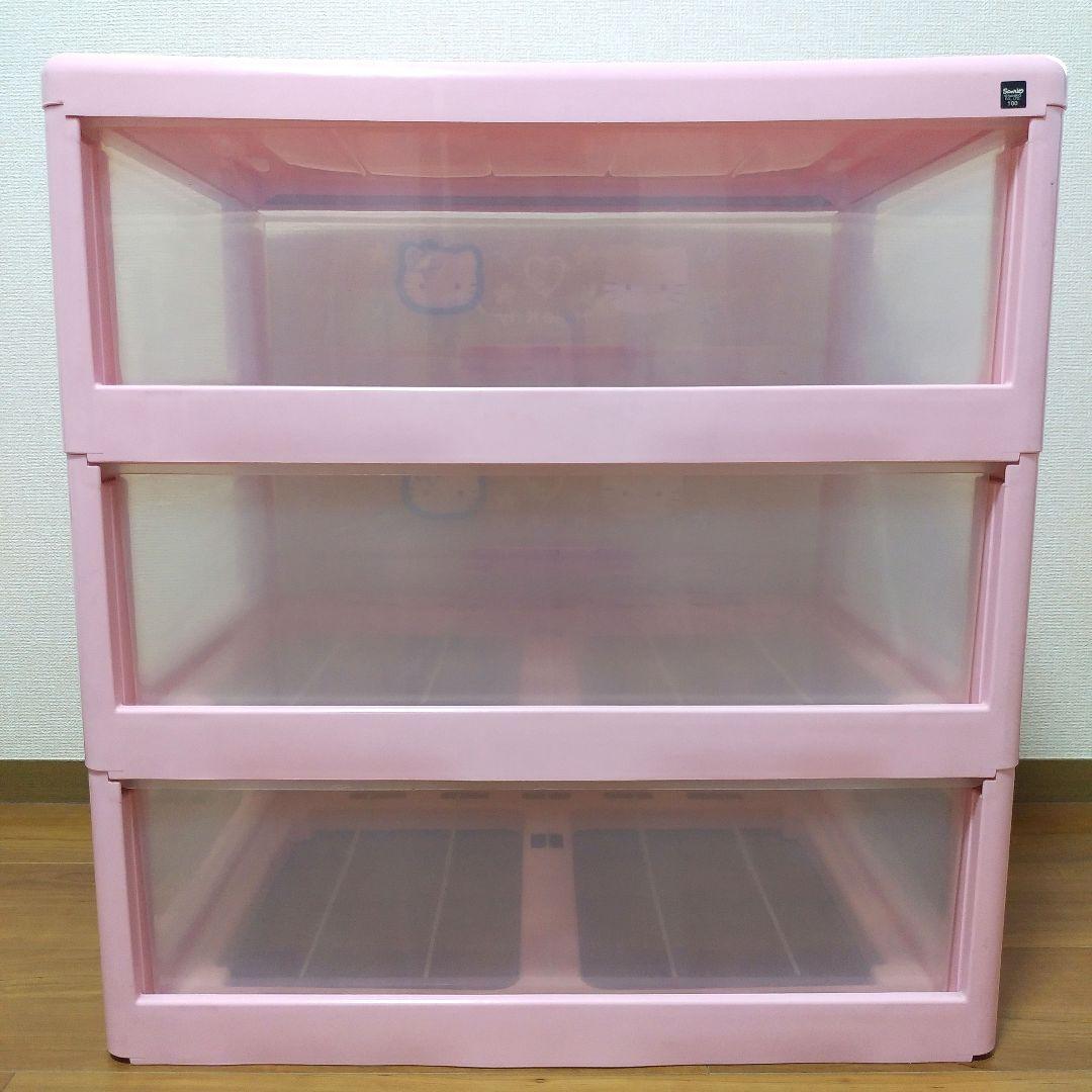 【希少】1998年 レトロ　カオハナ　ハローキティ　3段チェスト　引き出し　収納