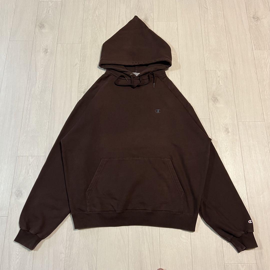 【海外規格・廃盤】00s スーパーフーディー　チャンピオン　パーカー　茶　XL