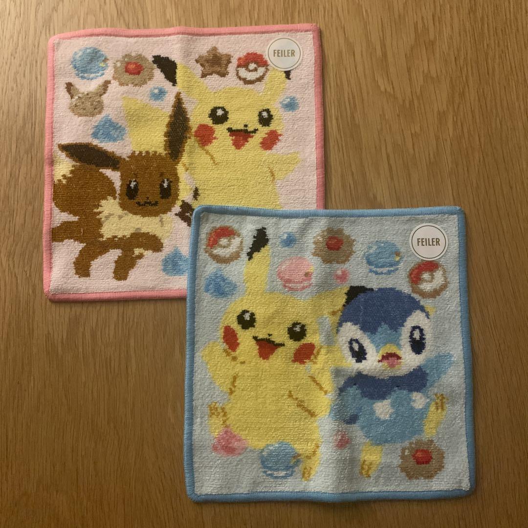 FEILER ポケモン　ピカチュウ イーブイ タオルハンカチ 2枚セット