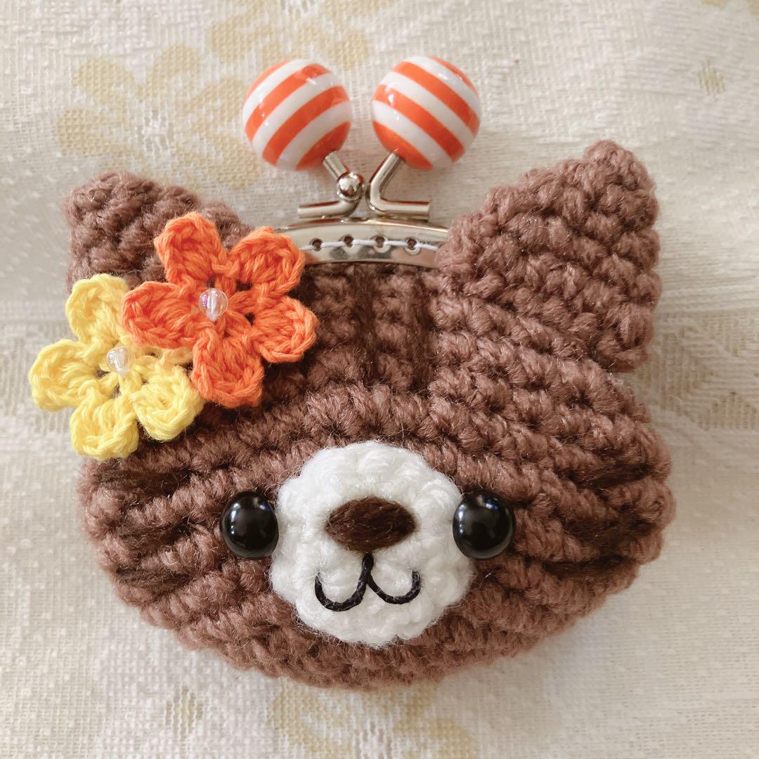 特別セーフ 手編み ポーチ がま口 ねこちゃん メルカリ - 財布・ケース・小物入れ