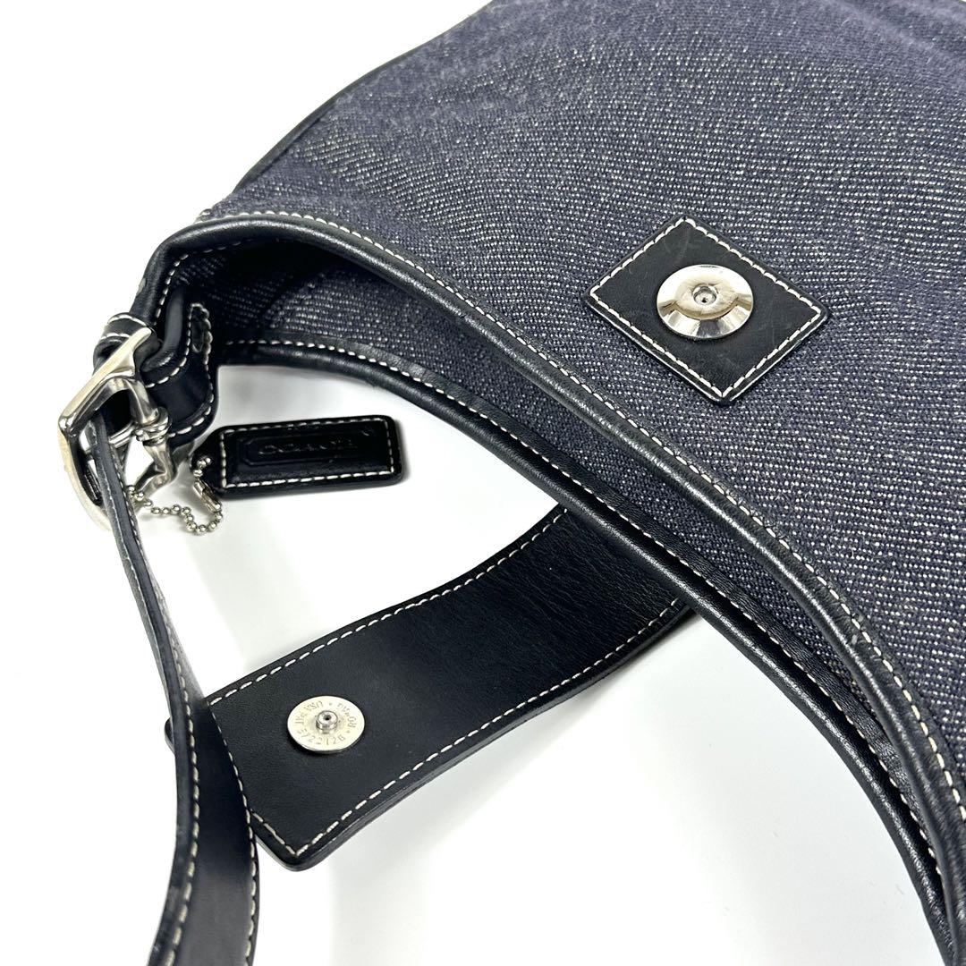 COACH ワンショルダーバッグ デニム レザー 7762 - メルカリ