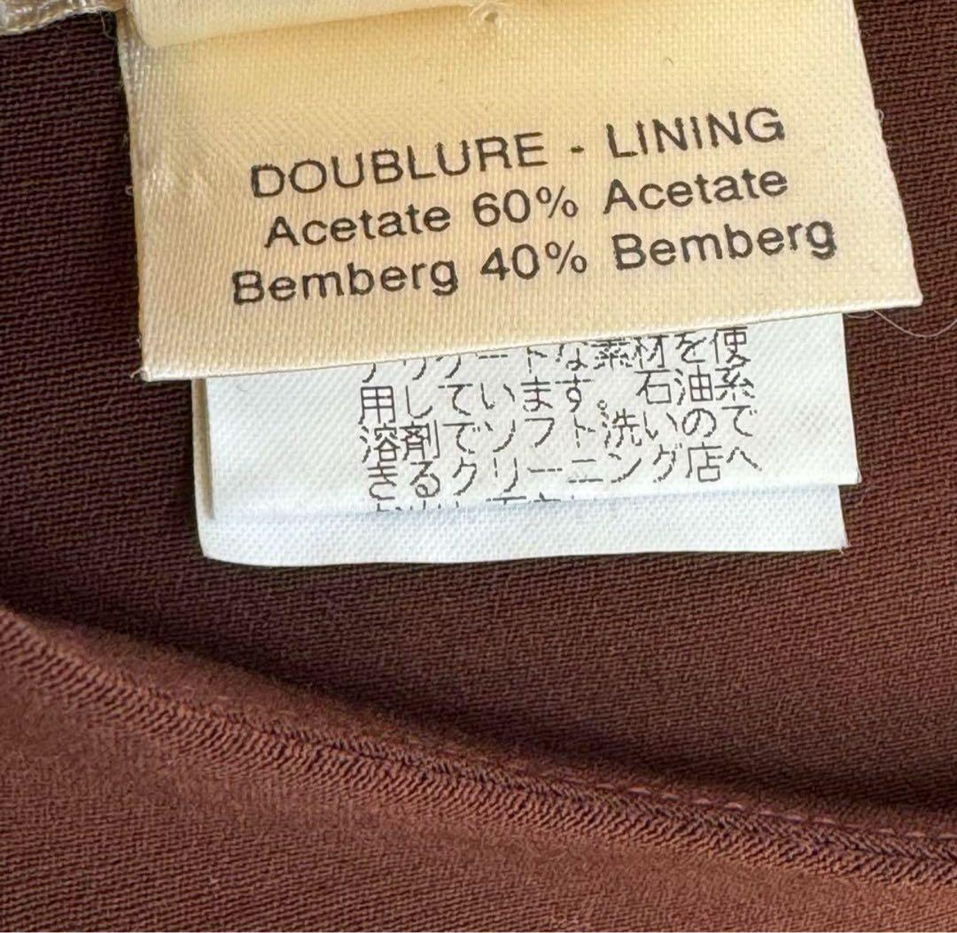 美品☆エルメス 変形 ロング ワンピース 40 L ブラウン Aライン