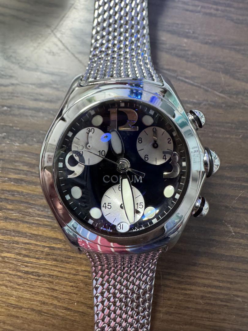 CORUM 396.250.20貴重なステンレスバンドクロノグラフ電池は先週交換 CORUM 396.250.20貴重なステンレスバンドクロノグラフ電池は先週交換