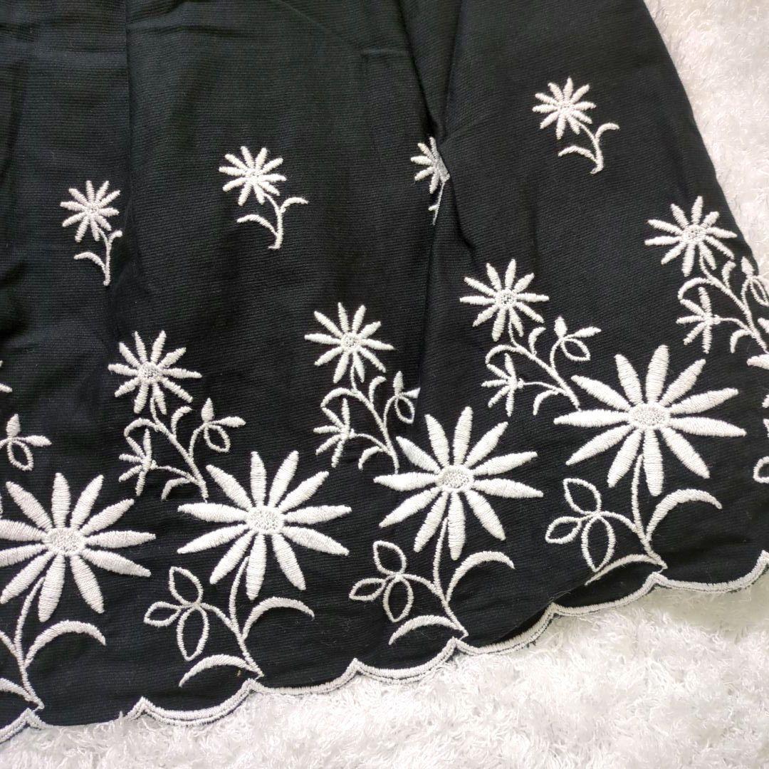 エムズグレイシー　ワンピース　刺繍　花　リボン　ノースリーブ　ひざ丈　フレア