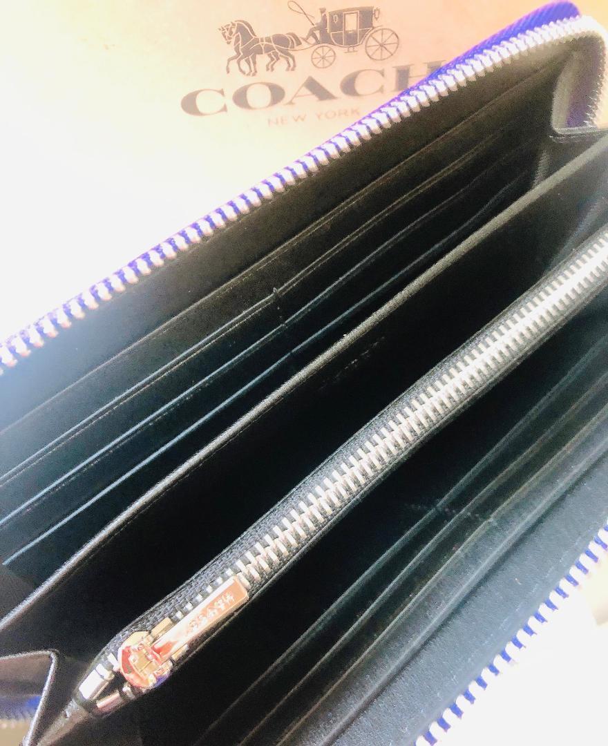 購入者決定 COACH コーチ シグネチャー ロングジップ ウォレット パープル