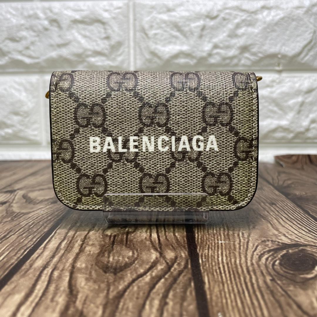 難あり】GUCCI×BALENCIAGA チェーンミニウォレット 3つ折り財布