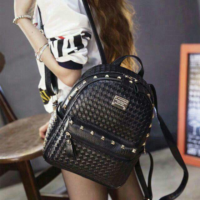 リュック スタッズ アクセント レザー風編み韓国 iTamc-m28848908182 ストリート カバン レディース お得再入荷