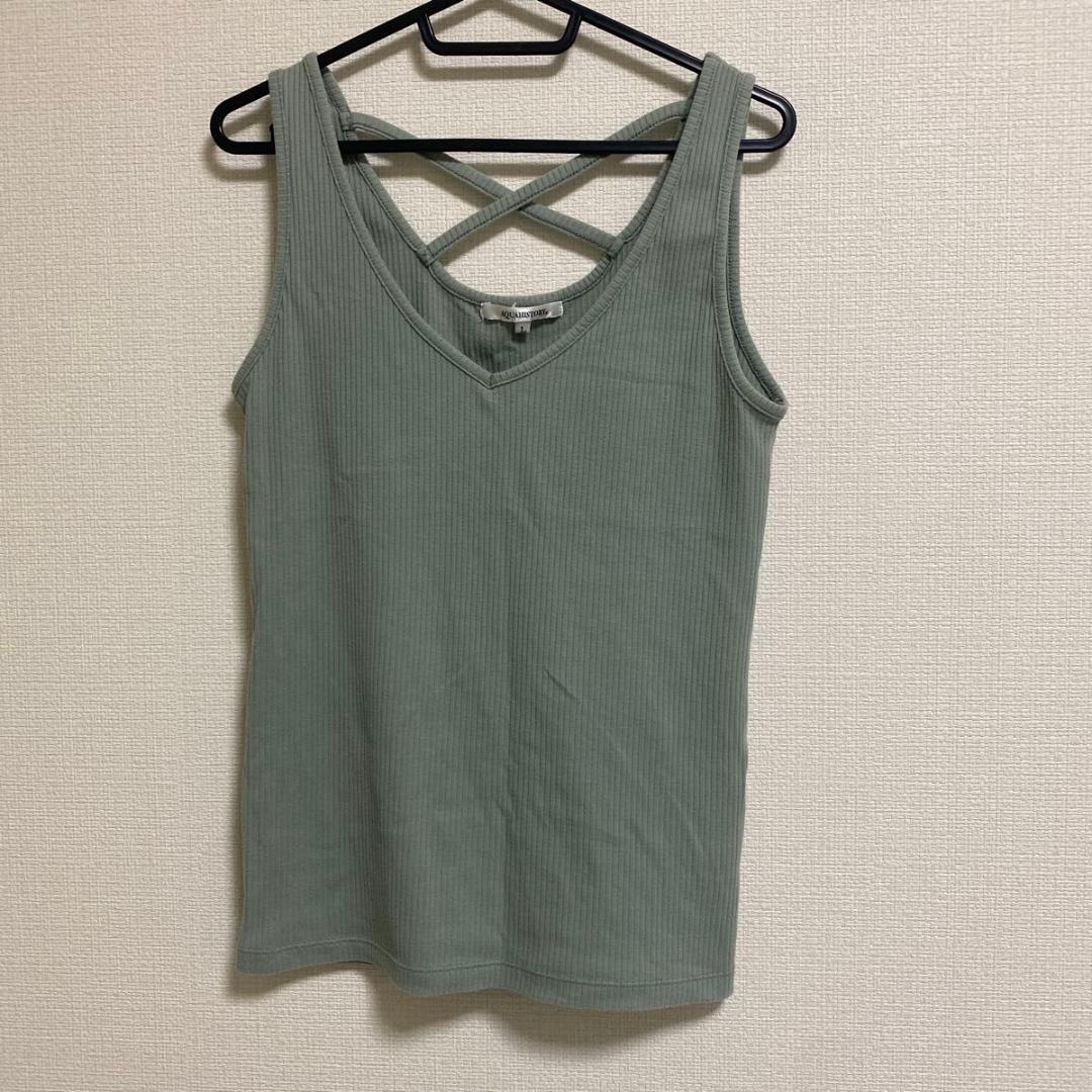 グリーン クロスストラップ タンクトップ
