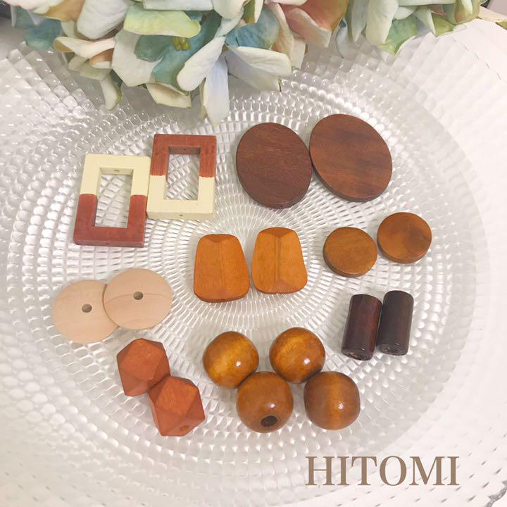ウッド パーツ ハンドメイド ピアス イヤリング スペーサー カボション