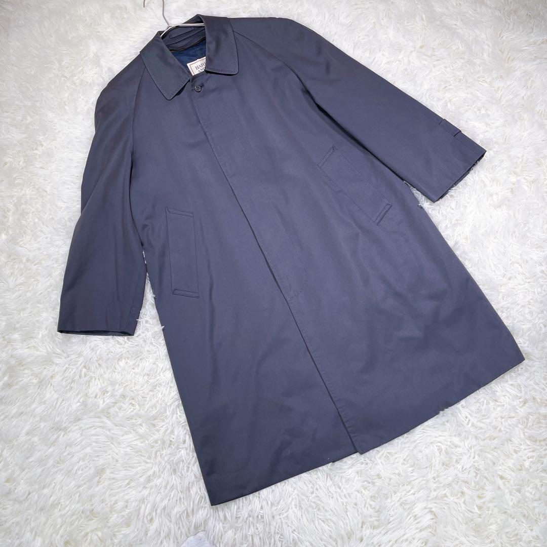 HARDY AMIES【S相当】ステンカラーコート　ネイビー　メンズ