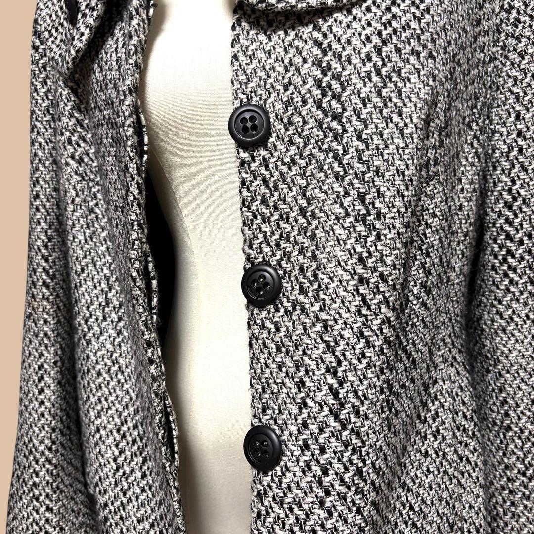 美品英国製Barbourバブアーツイードジャケットヘリンボーン黒白ウール短丈XL 美品英国製Barbourバブアーツイードジャケットヘリンボーン黒白ウール短丈XL