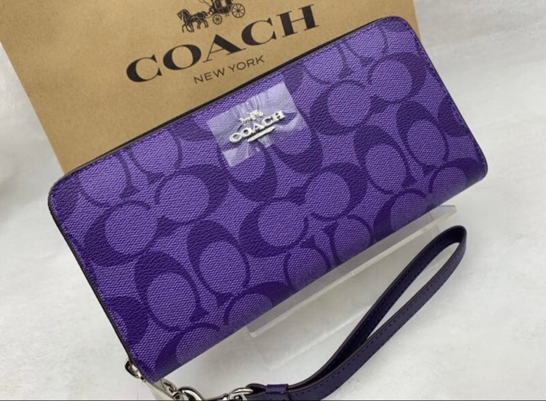 【新品未使用】COACH コーチ 長財布 パープル 紫 シグネチャー 楽天市場】COACH コーチ 長財布 C4452 ラウンドファスナー