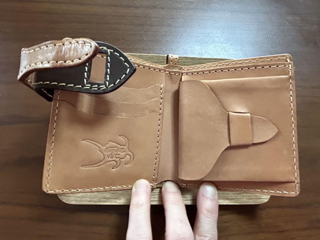 レザー 二つ折り財布　沖縄ミンサー模様