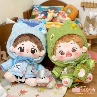 10cm ぬい服 角付きパーカー ブルー ポンチョ いつぬい にじ