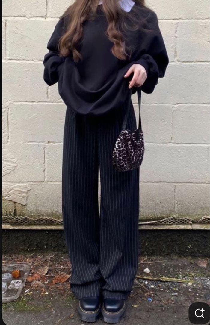 Vintage ストライプ デザイン スラックス 古着 USA VINTAGE NAVY STRIPE PATTERNED DESIGN WOOL SLACKS PANTS