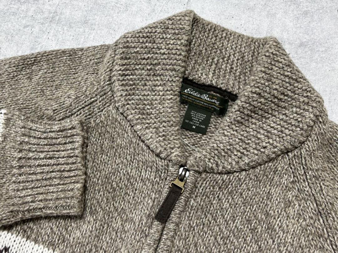 美品 Eddie Bauer ノルディック柄  カーディガン エディバウアー