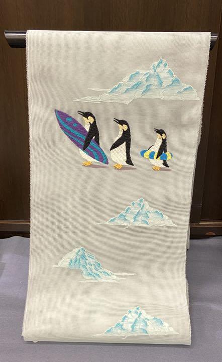 新作花華】正絹九寸紗名古屋帯 ペンギン 118 専門ショップ www