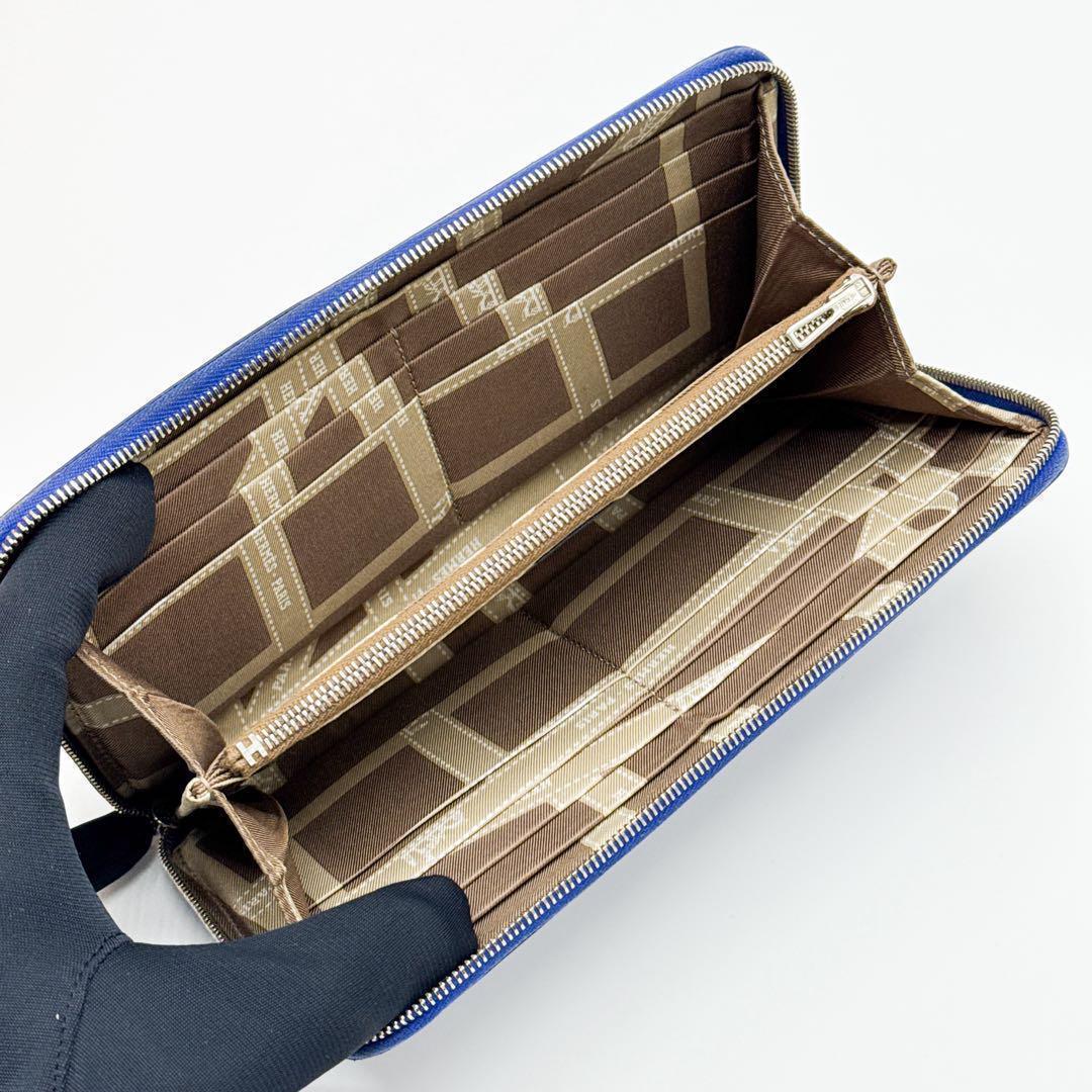 エルメス アザップ シルクイン ロング 財布 青 アザップロング ジップ 長財布
