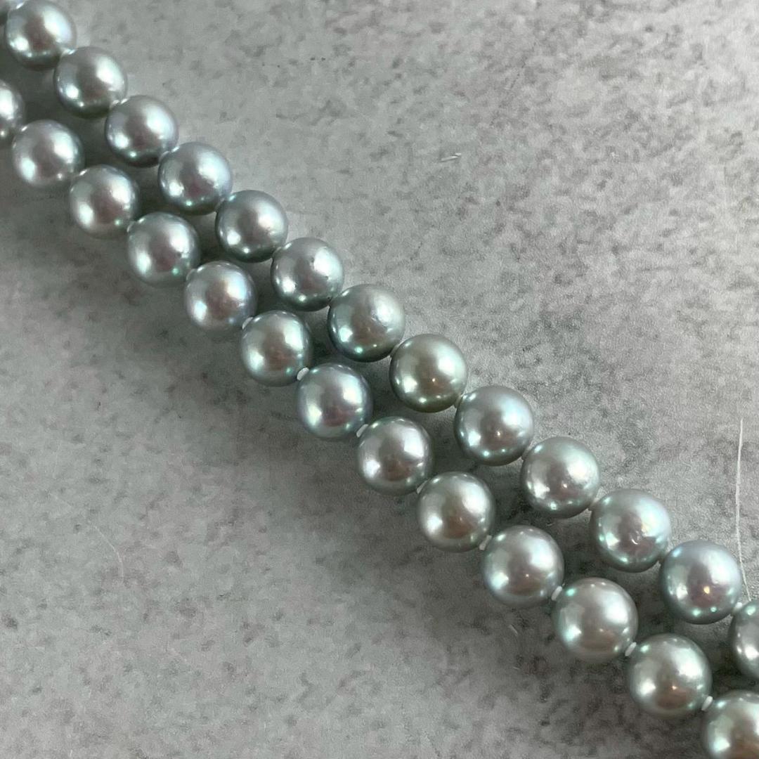 パール 本真珠 あこや真珠 ネックレス ブルーグレー シルバー 刻印 定価15万 パール 本真珠 あこや真珠 ネックレス ブルーグレー シルバー 刻印 定価15万