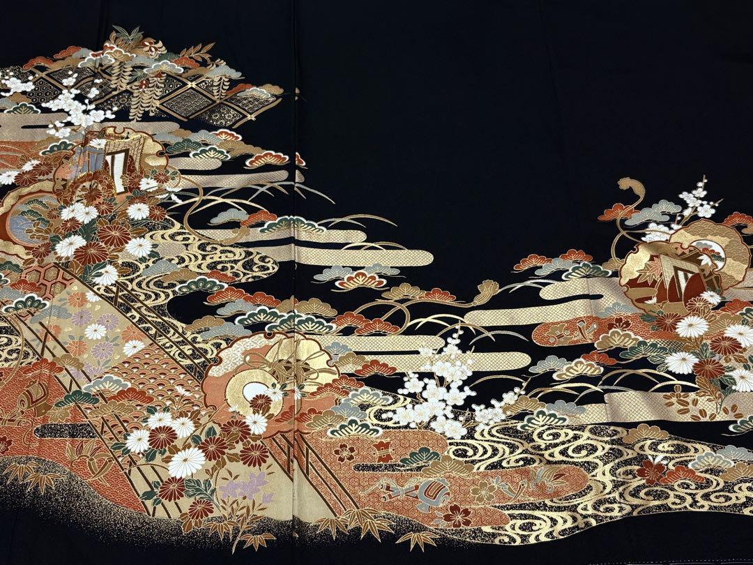 和服　正絹　リメイク素材.材料　留袖(刺繍.金駒刺繍.金彩加工)まとめて6点