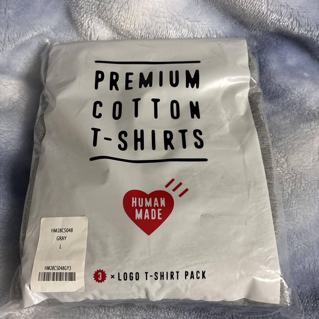 HUMAN MADE プレミアムコットン Tシャツ3枚入り グレー　Lサイズ