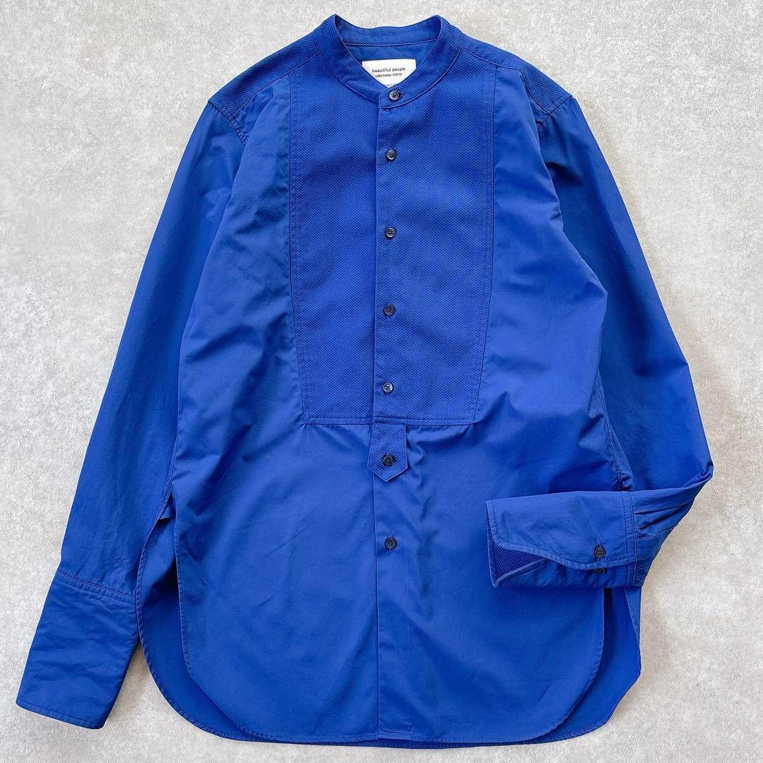 美品 ビューティフルピープル 定価4万 シルク混 タキシード シャツ 男女兼用