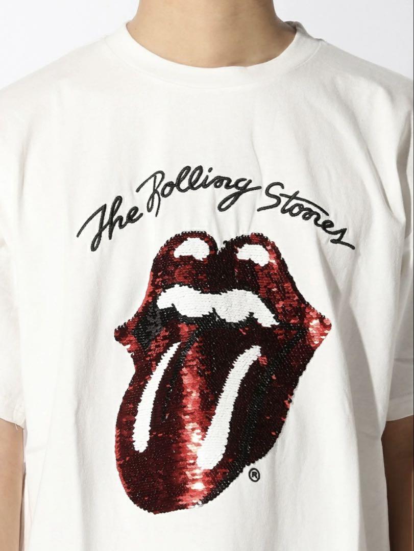 半袖　Rolling Stones ロゴ Tシャツ LL スパンコール
