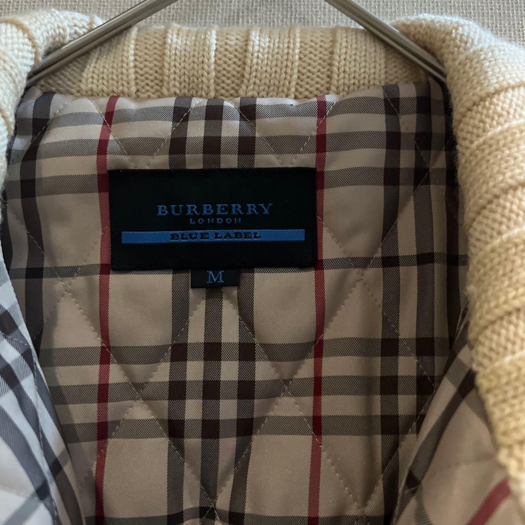【美品✨】バーバリーブルーレーベル　ニットジャケット　ブルゾン　チェック　ジップ バーバリーブルーレーベル ニットブルゾン ウール パーカー ノバ