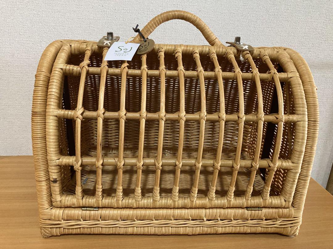 本日まで❗️ペットキャリー　Mサイズ　ラタン　キャラメル 新品未使用❣️