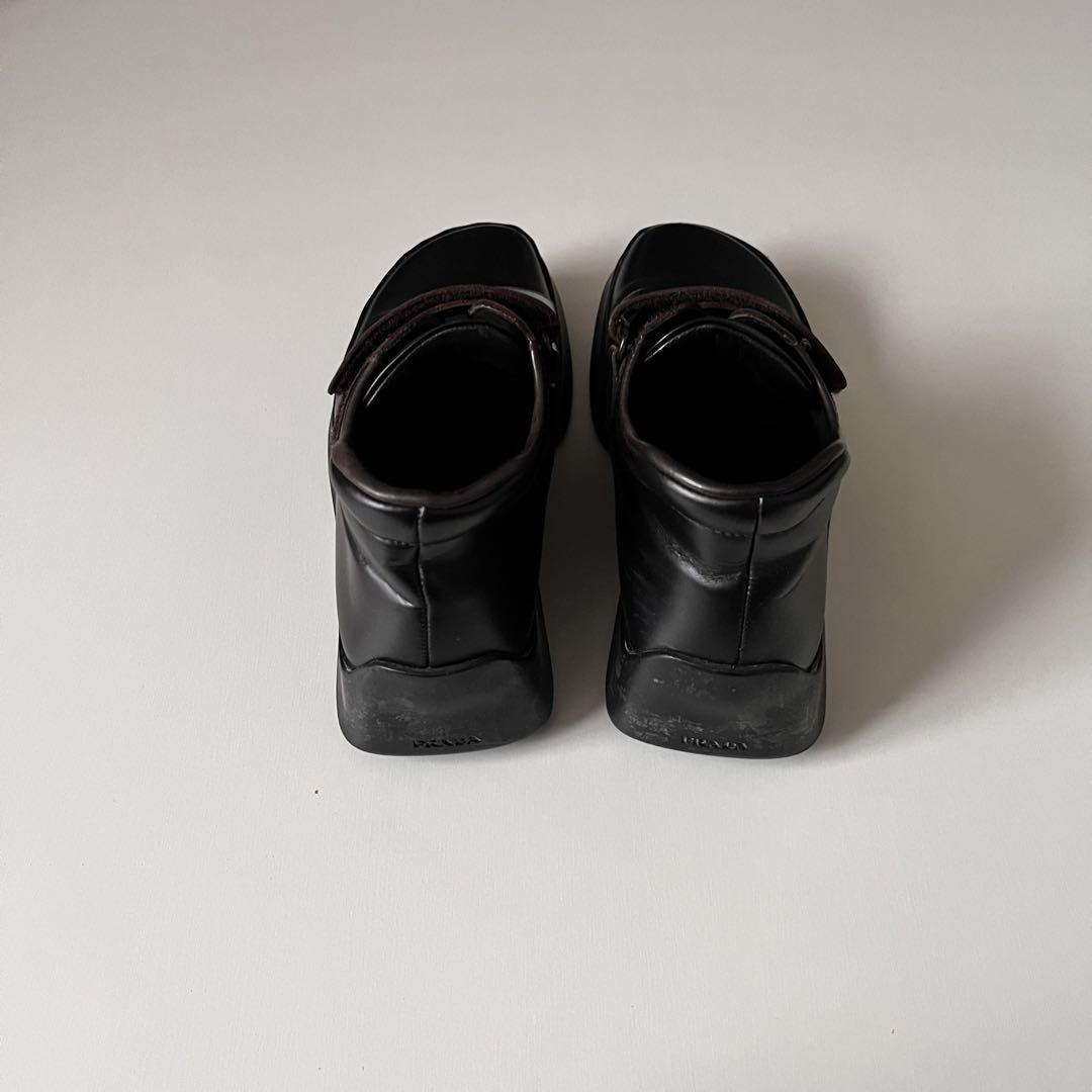 靴 99aw prada square toe leather shoes