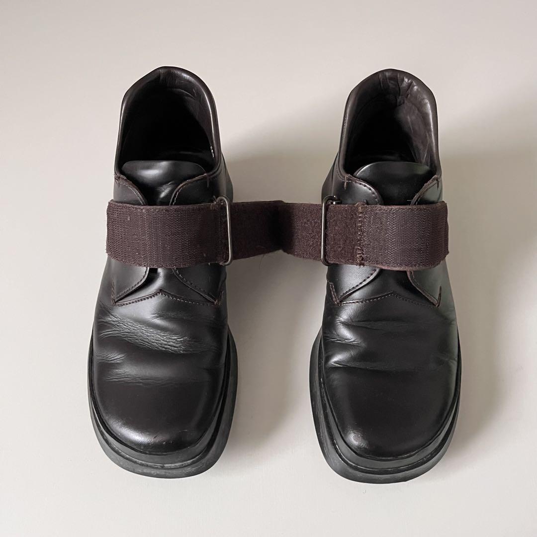靴 99aw prada square toe leather shoes