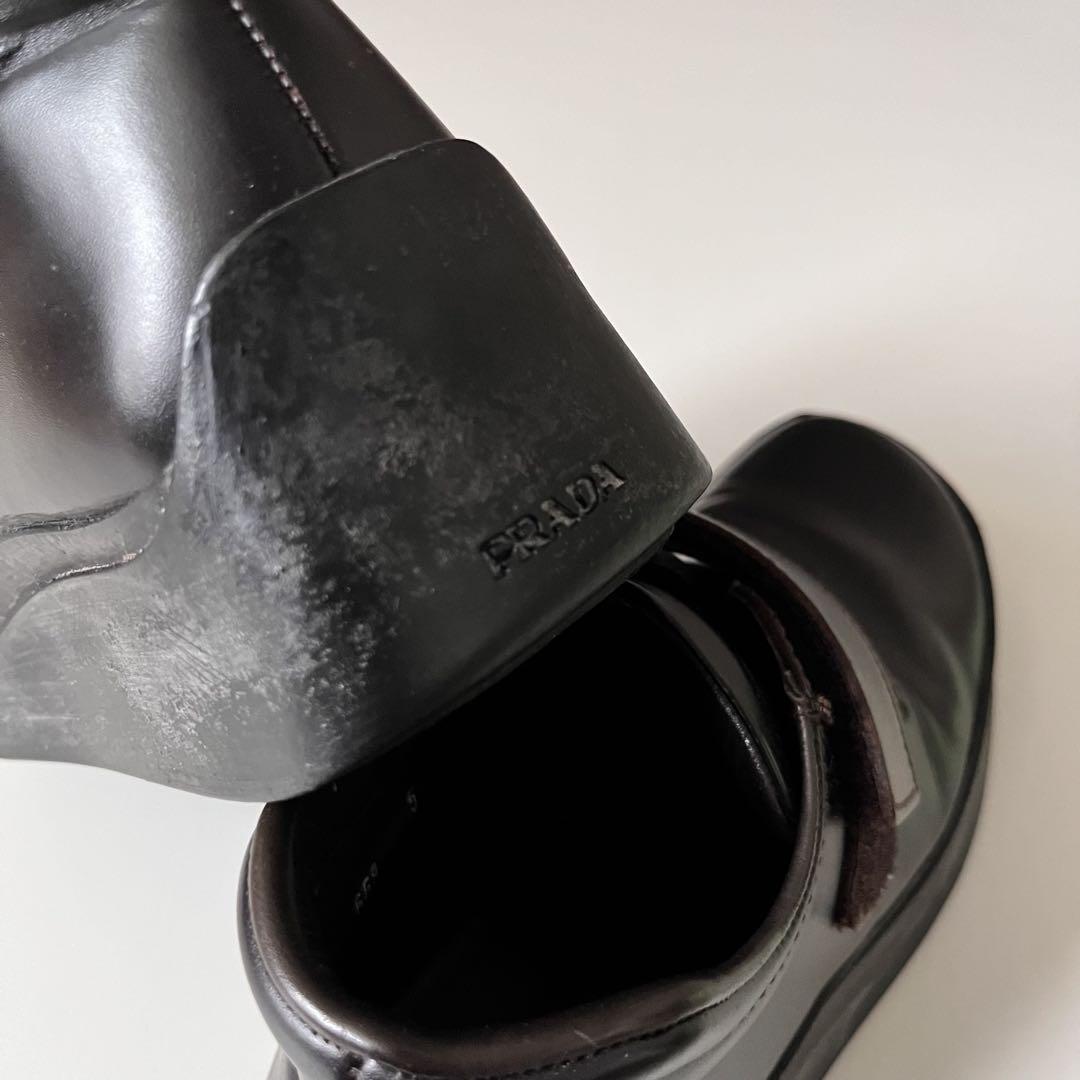 靴 99aw prada square toe leather shoes