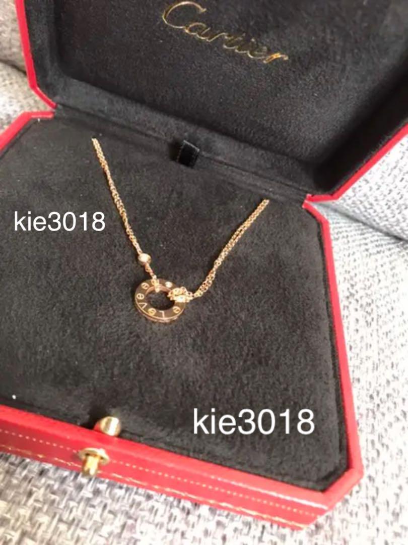 カルティエCartier ラブサークルネックレス❁K18PG ダイヤモンド2個 カルティエCartier ラブサークルネックレス❁K18PG ダイヤモンド2個